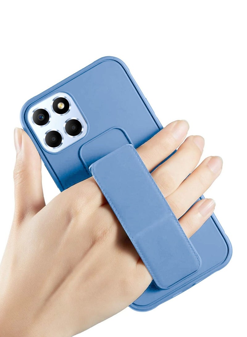 Wtech PU Leather Hand Strap Grip Holder Stand Phone Case Cover For Honor X8 4G Sky Blue - Image 2
