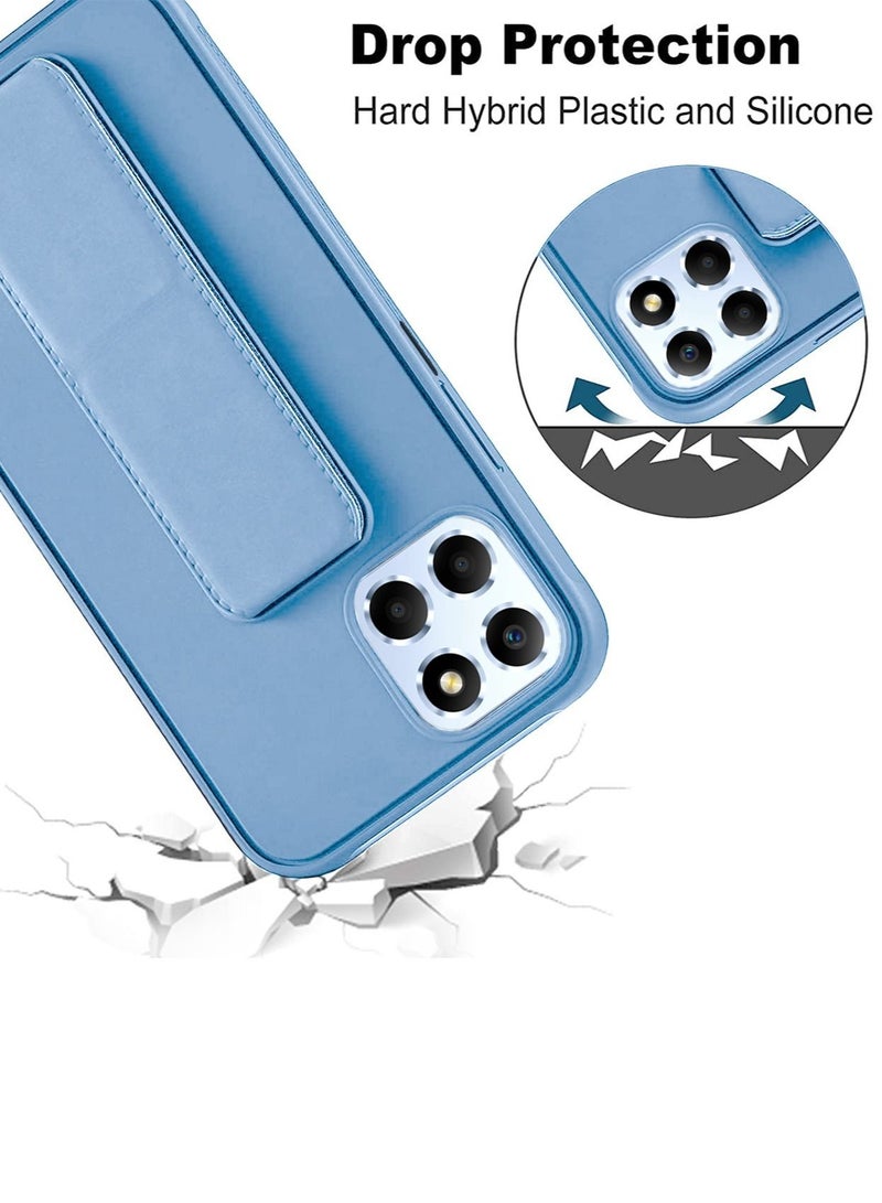 Wtech PU Leather Hand Strap Grip Holder Stand Phone Case Cover For Honor X8 4G Sky Blue - Image 5