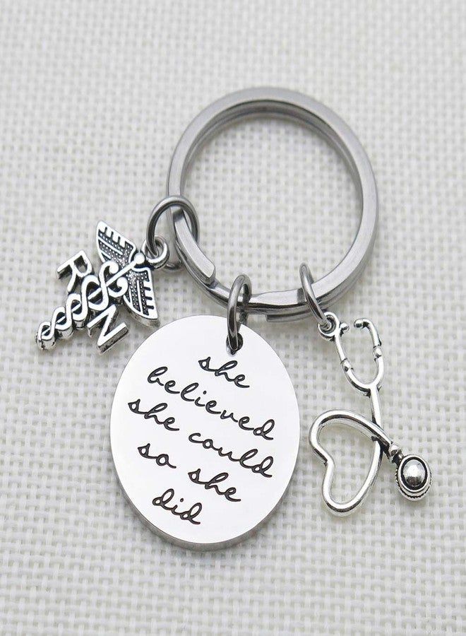 IDLAN Nurse Graduation Keychain - RN Gift: 'She Believed She Could So She Did' Inspirational Keychain - Image 3