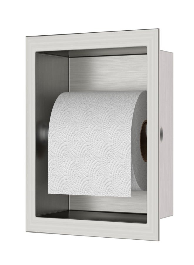 BLYLUND Recessed Toilet Paper Holder Build-in, in Wall Toilet Roll Holder Wall Mounted for Bathroom Renovation Stainless Steel Toilet Tissue Holder, Brushed Nickel - Image 1