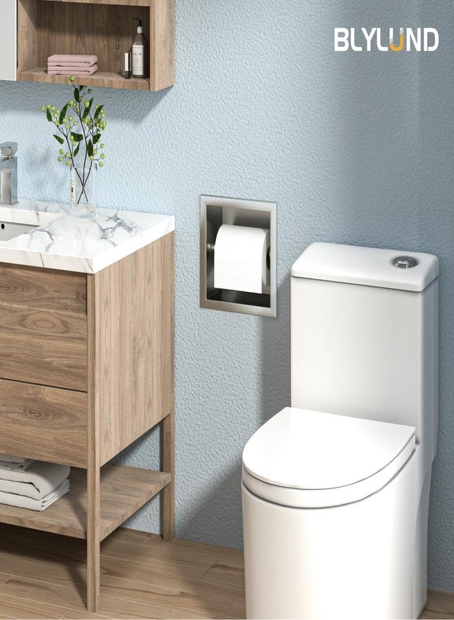 BLYLUND Recessed Toilet Paper Holder Build-in, in Wall Toilet Roll Holder Wall Mounted for Bathroom Renovation Stainless Steel Toilet Tissue Holder, Brushed Nickel - Image 2