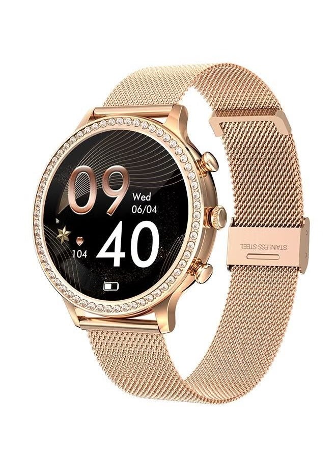 RollsTimi  Women's smart watch (answer/make calls) smartwatch for Android phones and iOS 1.32"HD screen fitness tracker 19 exercise mode heart rate sleep monitor pedometer waterproof, RT-I70 Gold  - Image 1