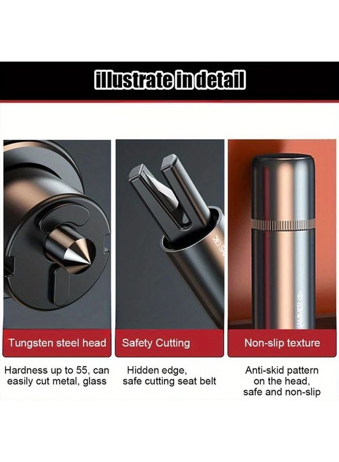 Black 2pcs Car Emergency Safety Hammer with Window Breaker and Seatbelt Cutter - Image 4