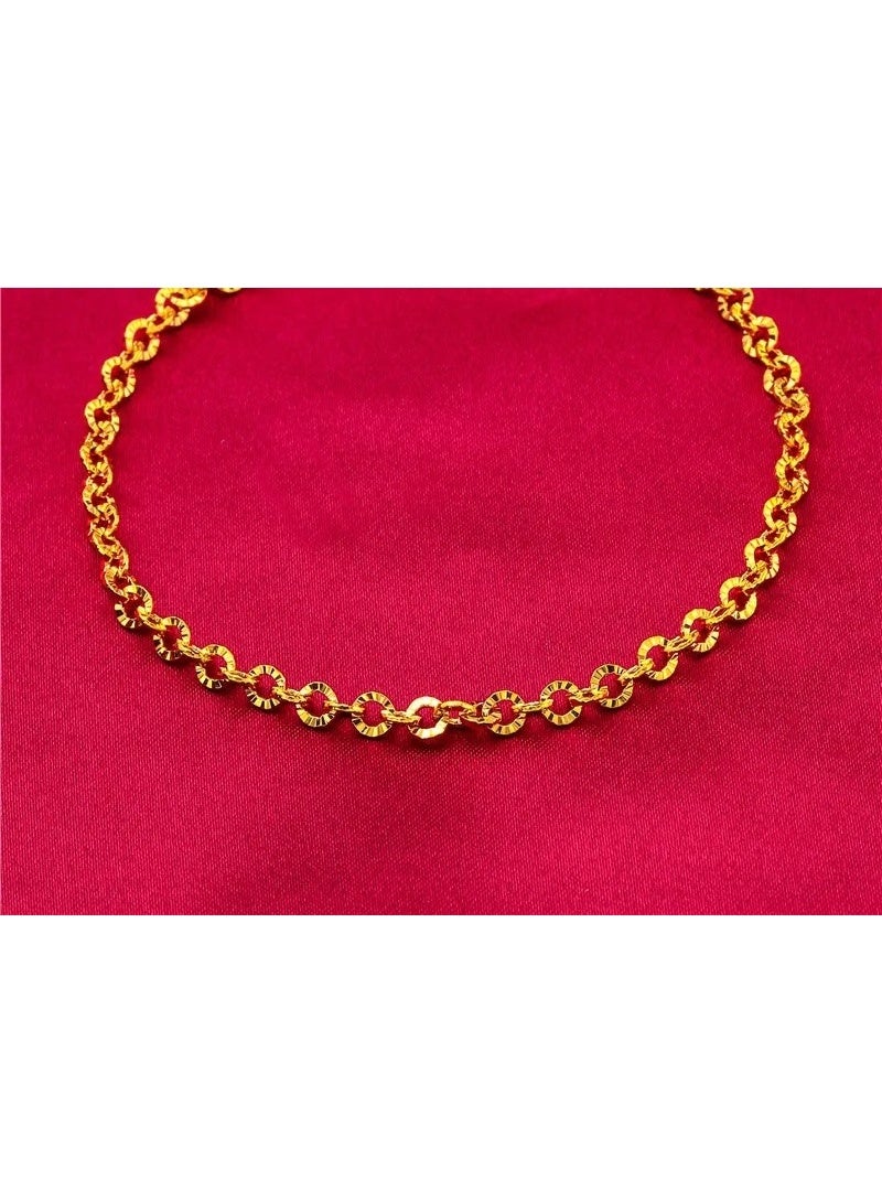 Julia Store 21K Gold Plated Stainless Steel Timeless Elegant Classique Love Charming Chic Diamond Cut Chain Bracelet Jewelry Gift - Image 1