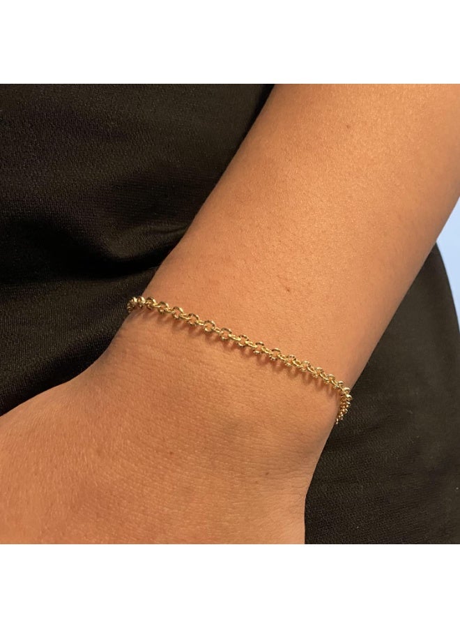 Julia Store 21K Gold Plated Stainless Steel Timeless Elegant Classique Love Charming Chic Diamond Cut Chain Bracelet Jewelry Gift - Image 2