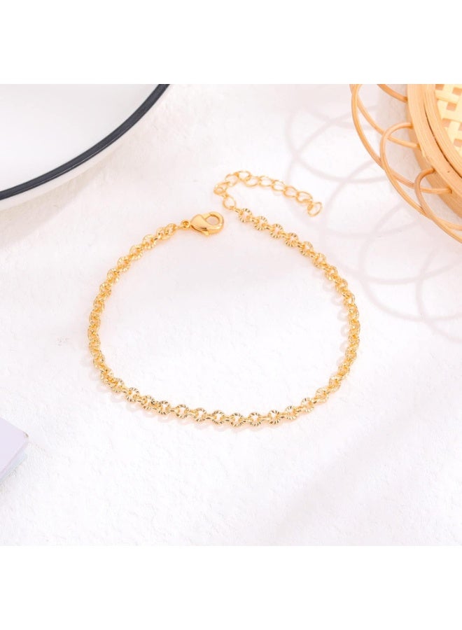 Julia Store 21K Gold Plated Stainless Steel Timeless Elegant Classique Love Charming Chic Diamond Cut Chain Bracelet Jewelry Gift - Image 4