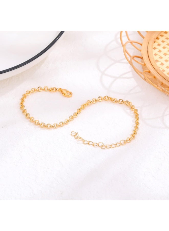 Julia Store 21K Gold Plated Stainless Steel Timeless Elegant Classique Love Charming Chic Diamond Cut Chain Bracelet Jewelry Gift - Image 5