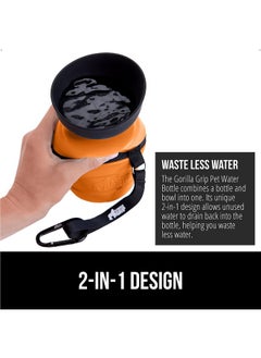 Gorilla Grip Gorilla Grip Dog Water Bottle, Portable Water Bowl Dispenser for Dogs, 12 oz Leak Proof Pet Travel Squeeze Bottles, Food Grade Silicone, To Go Puppy Essentials, Hiking Camping Trip Accessories, Orange  - Image 3