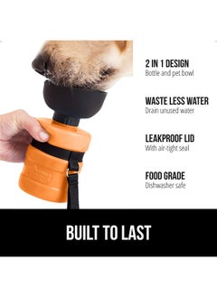 Gorilla Grip Gorilla Grip Dog Water Bottle, Portable Water Bowl Dispenser for Dogs, 12 oz Leak Proof Pet Travel Squeeze Bottles, Food Grade Silicone, To Go Puppy Essentials, Hiking Camping Trip Accessories, Orange  - Image 2