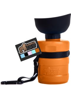 Gorilla Grip Gorilla Grip Dog Water Bottle, Portable Water Bowl Dispenser for Dogs, 12 oz Leak Proof Pet Travel Squeeze Bottles, Food Grade Silicone, To Go Puppy Essentials, Hiking Camping Trip Accessories, Orange  - Image 1