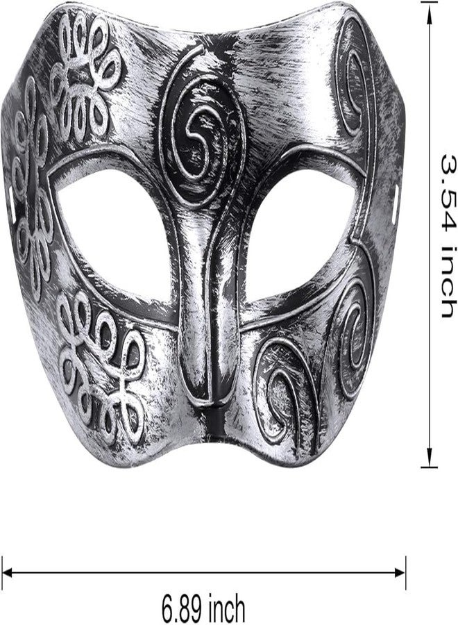 PartyToko Men's Archaize Venetian Style Theater Masquerade Mask Cool Boy's Charming Silver Unique Prom Party Mask New Silver 1pcs - Image 3