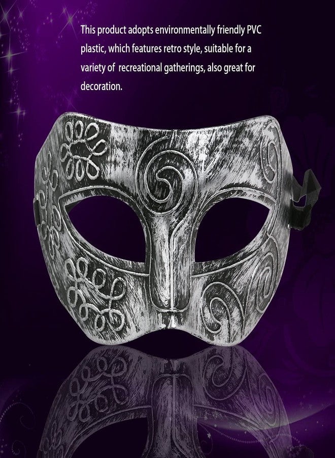 PartyToko Men's Archaize Venetian Style Theater Masquerade Mask Cool Boy's Charming Silver Unique Prom Party Mask New Silver 1pcs - Image 5