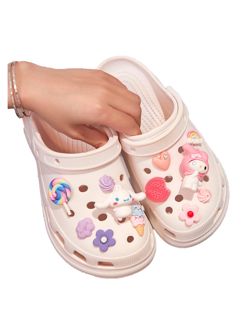 Excefore 12 Pcs Cartoon Shoe Charms for Croc, Lovely Shoe Charms Packs Decorations, PVC Charms Decoration for Kids Teens Girls Party Favor Gifts, NOT Including Shoes (Cinnamoroll & Melody) - Image 1