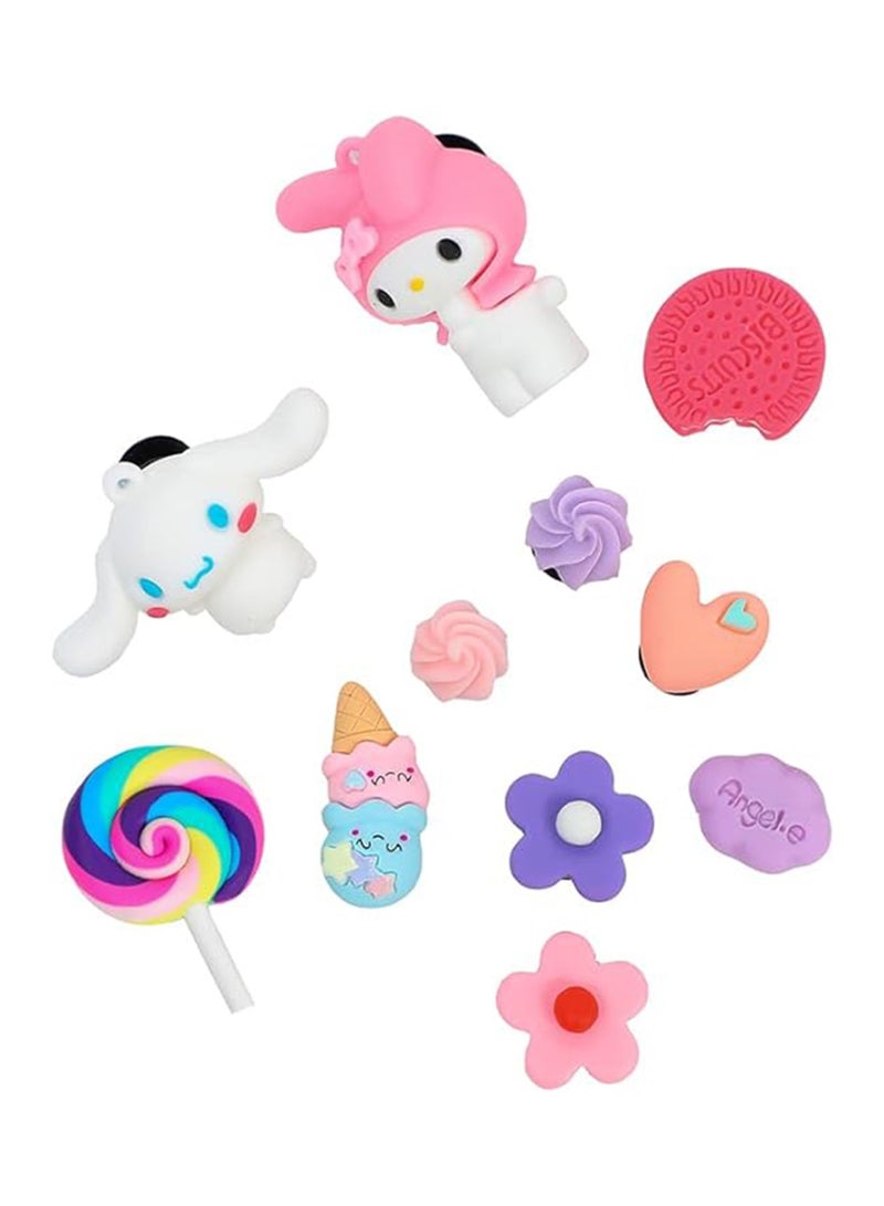 Excefore 12 Pcs Cartoon Shoe Charms for Croc, Lovely Shoe Charms Packs Decorations, PVC Charms Decoration for Kids Teens Girls Party Favor Gifts, NOT Including Shoes (Cinnamoroll & Melody) - Image 5