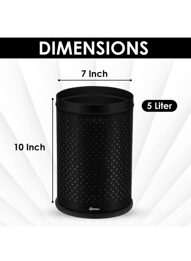 mofna Stainless Steel Perforated Type Dustbin, Paper Bin, Trash Can for Home, Kitchen, Offices (7"X10" Inch, 5 Liter, Black) - Image 2