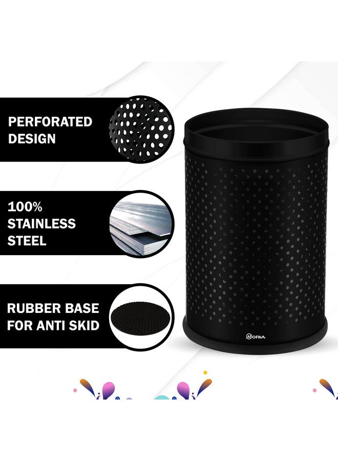 mofna Stainless Steel Perforated Type Dustbin, Paper Bin, Trash Can for Home, Kitchen, Offices (7"X10" Inch, 5 Liter, Black) - Image 4