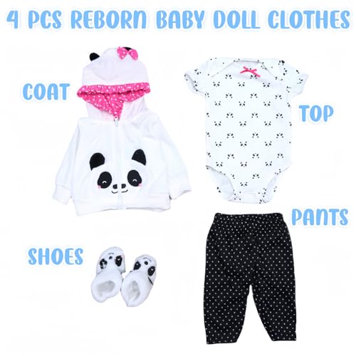 MAIHAO Reborn Baby Dolls Clothes 20 inch Outfit Accessories for 17-22 Inch Newborn Baby Doll Girl【Panda 4pcs Set 】 - Image 2