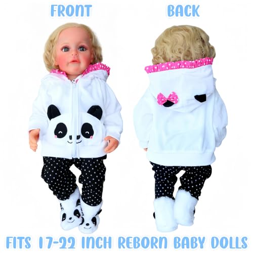 MAIHAO Reborn Baby Dolls Clothes 20 inch Outfit Accessories for 17-22 Inch Newborn Baby Doll Girl【Panda 4pcs Set 】 - Image 3