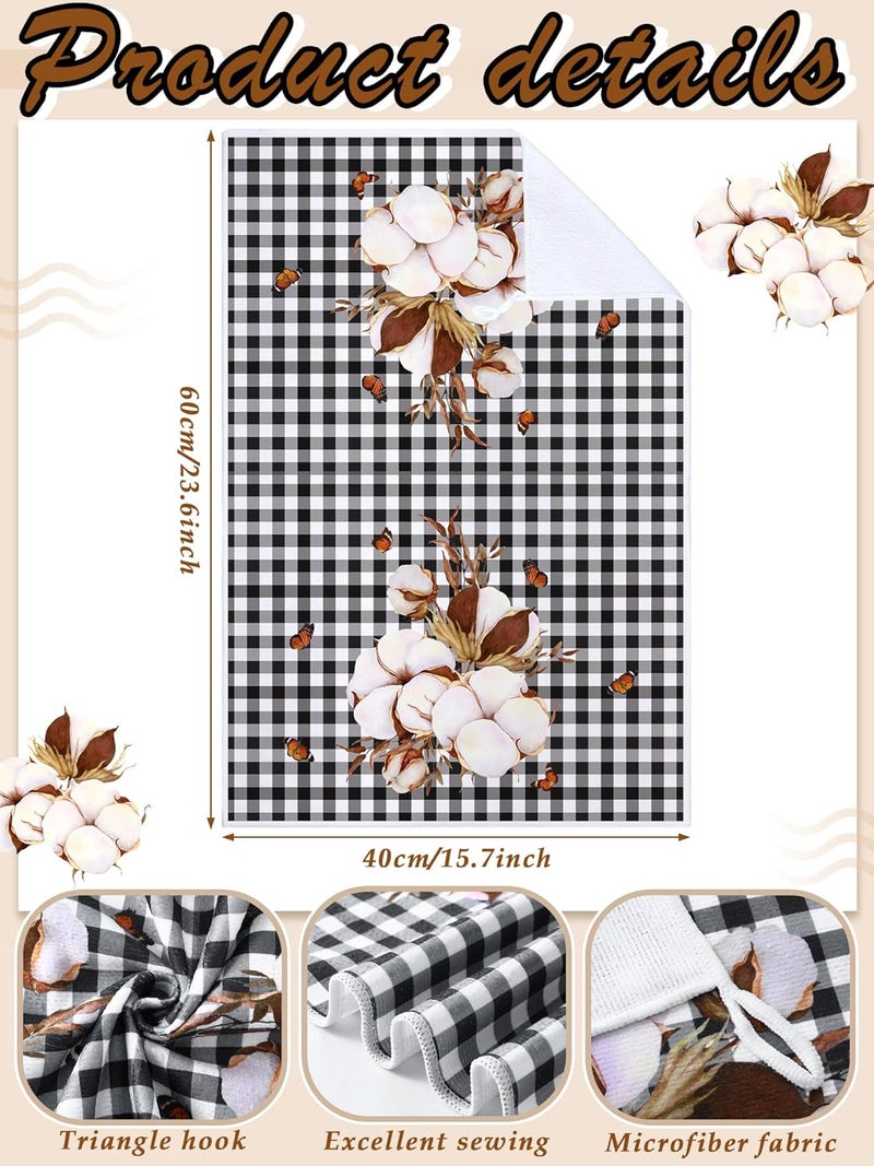 Bencailor 4 Pcs Sunflower Kitchen Towels Summer Fall Flower Floral Sea Beach Lemon Hand Dish Towels Fast Drying Decor Housewarming Gift for Cooking Kitchen Bathroom(White,Cotton) - Image 3