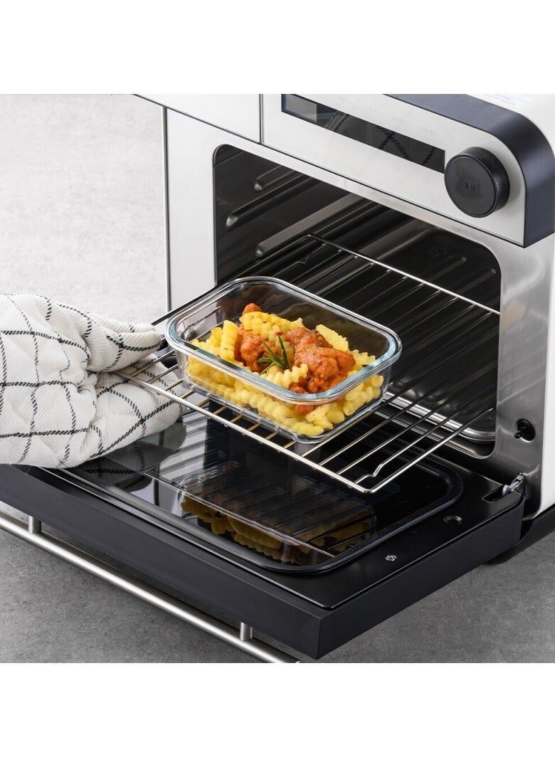 LocknLock حاوية تخزين طعام زجاجية مستطيلة شفافة 380 مل باللون النعناعي - متينة، محكمة الإغلاق، مقاومة للحرارة - Image 2