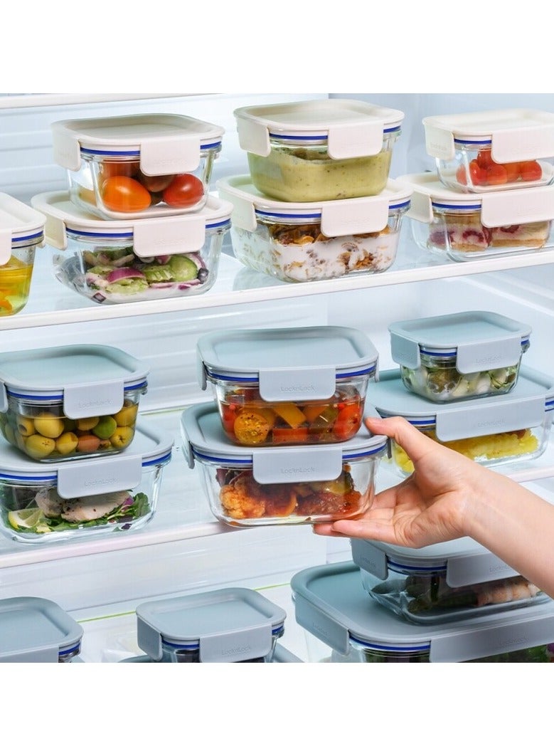 LocknLock حاوية تخزين طعام زجاجية مستطيلة شفافة 380 مل باللون النعناعي - متينة، محكمة الإغلاق، مقاومة للحرارة - Image 4