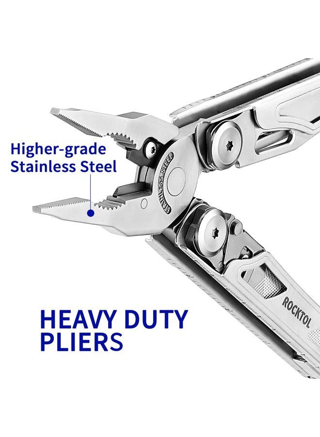 ROCKTOL Multi-tool, 29 in 1 Multi-Tool Pliers with Replaceable Wire Cutters and Saw, Stainless Steel Multi-Tool Set for Heavy Loads and Nylon Sheath - Image 5