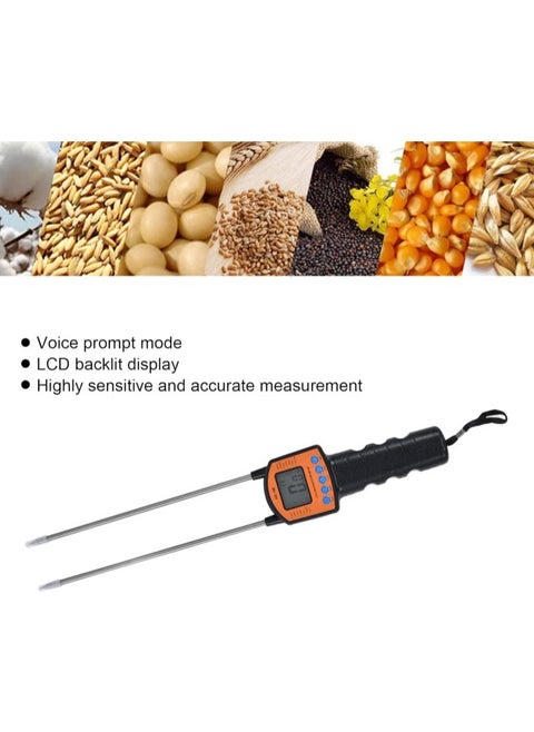 Portable Hay Moisture Meter,Grain Moisture Tester Voice Prompt LCD Backlit High Accuracy Moisture Meters High Sensitivity Sturdy Anti Bending Grain Moisture Meter for Daily Use