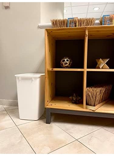 Rubbermaid Rubbermaid Small Kitchen Bathroom Trash Can 9 Gallons Beige Waste Basket for Under CounterKitchenOfficeBedroomBathroom  - Image 2