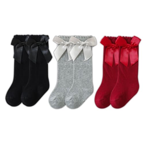 GUCHIGU Unisex Soft Cotton Socks for Babies | Baby Boys & Baby Girls Knee-High Baby Socks for New Borns (12-36 Months, pack of 3) - Image 1