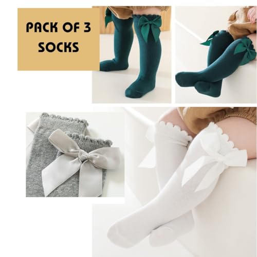 GUCHIGU Unisex Soft Cotton Socks for Babies | Baby Boys & Baby Girls Knee-High Baby Socks for New Borns (12-36 Months, pack of 3) - Image 5