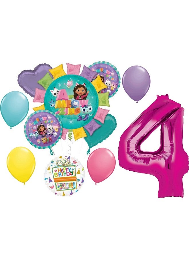 Anagram Gabby's 4th Birthday Party Supplies Cats and Dollhouse Balloon Bouquet Decorations - Image 1