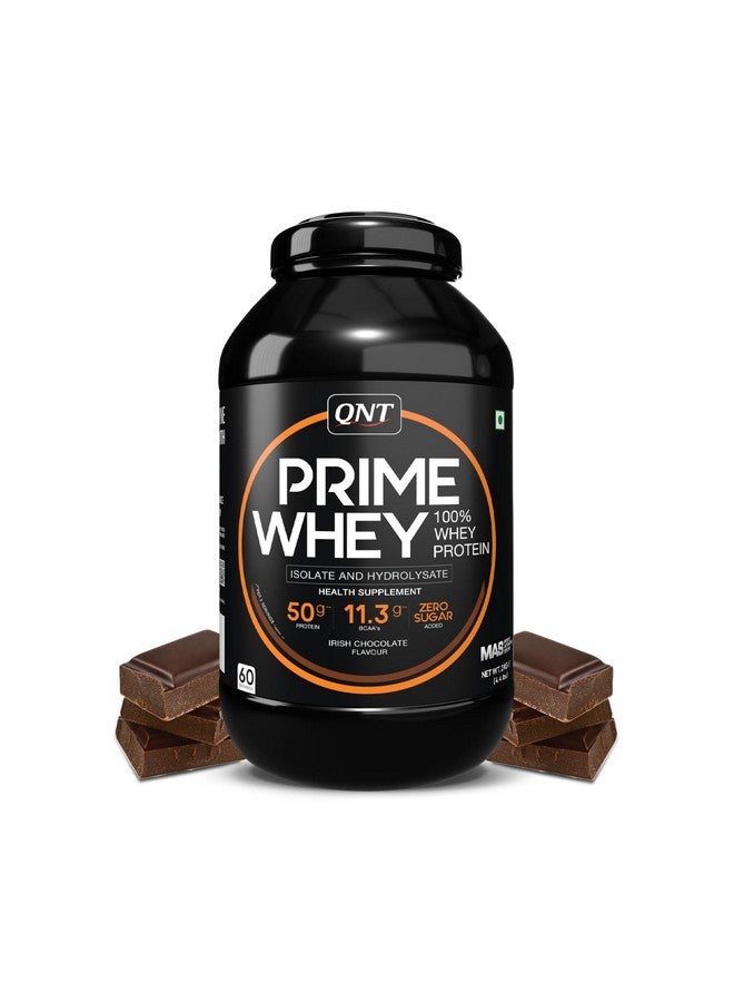 QNT Prime Whey Protein Powder | Irish Chocolate, 2 Kg | Triple Blend of Whey Isolate, Concentrate & Hydrolysate | 25g Protein, 5.6g BCAA per Scoop | Best Whey Protein Powder for Men & Women - Image 1
