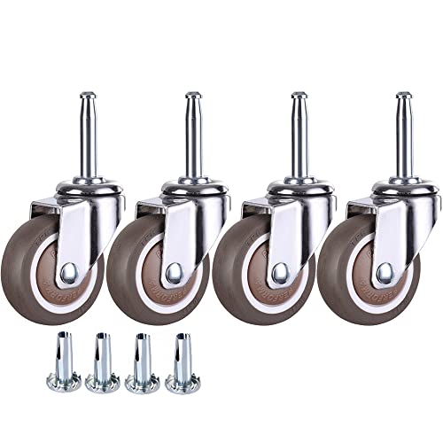 NERILEE 2 Inch Rubber Caster Wheel Set of 4 with 5/16" x 1-1/2" (8 x 38mm) Stem and 20mm Dia Sockets, for Furniture Crib Trolley Dining Car Casters - Image 1