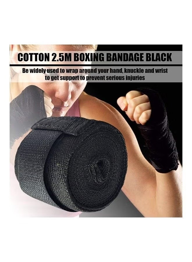Boxing Hand Wraps 2.5meter -Boxing Hand Wraps Elastic Martial Arts Fist Bandages for Muay 2pcs Cotton Sports Strap Boxing Bandage for Muay Thai Taekwondo Hand Gloves Wraps, Black - Image 2