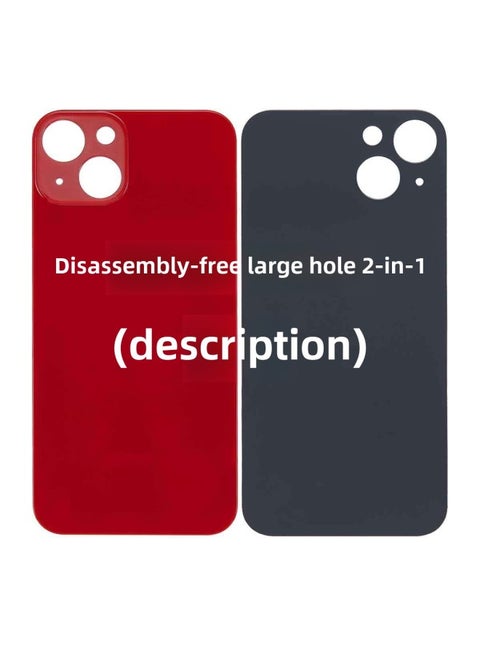 Remove-free Large Hole Back Cover Glass With Logo Small Hole Electroplating Dripping Beads For Apple Mobile Phone 13/14/15-Color:No Disassembly Large Hole Two In One-Dimensions:14 Red (welded Bracket Frame With Magnet)
