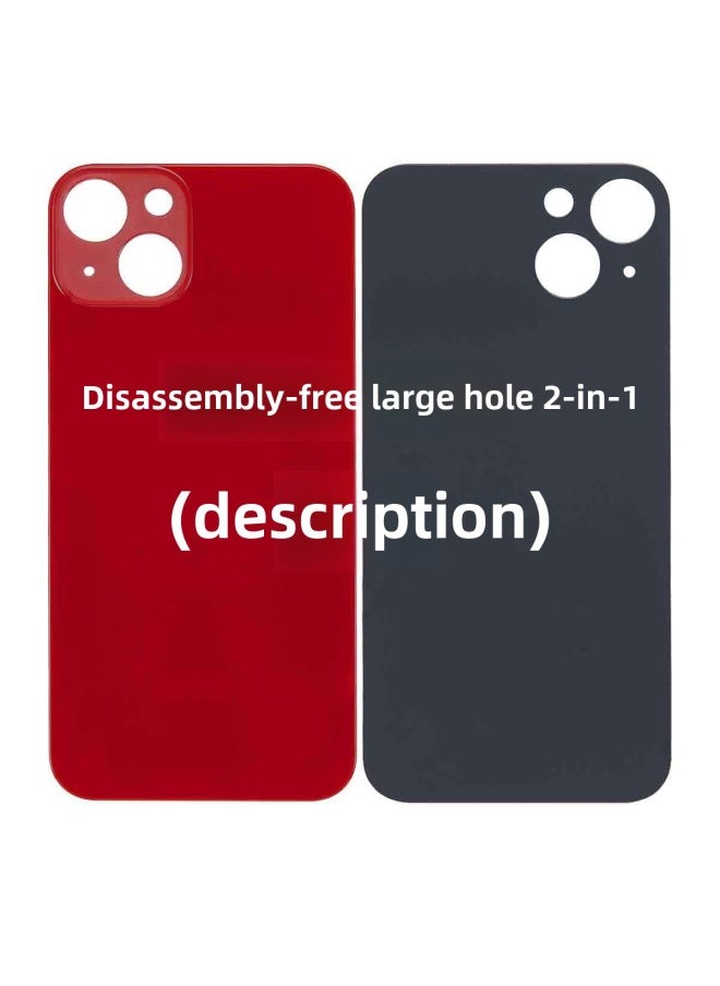 Remove-free Large Hole Back Cover Glass With Logo Small Hole Electroplating Dripping Beads For Apple Mobile Phone 13/14/15-Color:No Disassembly Large Hole Two In One-Dimensions:14 Red (welded Bracket Frame With Magnet)
