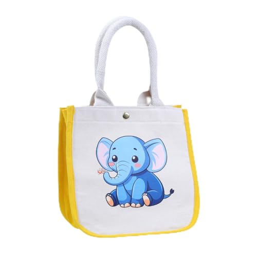 HOBBY INDIA Kids Lunch Bag | Cute & Stylish Mini Tiffin Bag for Boys & Girls | Cute Cotton Cartoon Design I Perfect For Picnic Tuition School, Preschool & Playschool (Elephant) - Image 1