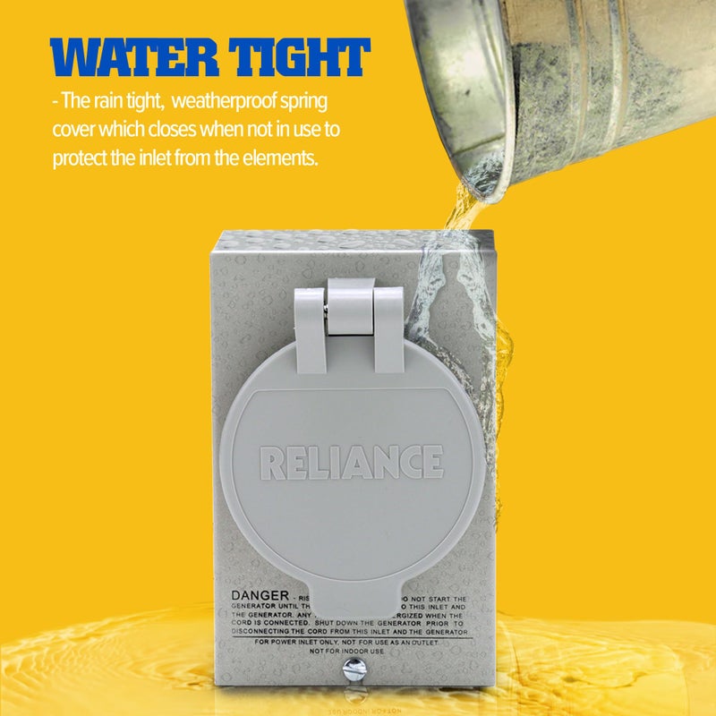 Reliance Controls Generators Up to 7,500 Running Watts PB30 30-Amp NEMA 3R Power Inlet Box, Gray - Image 5