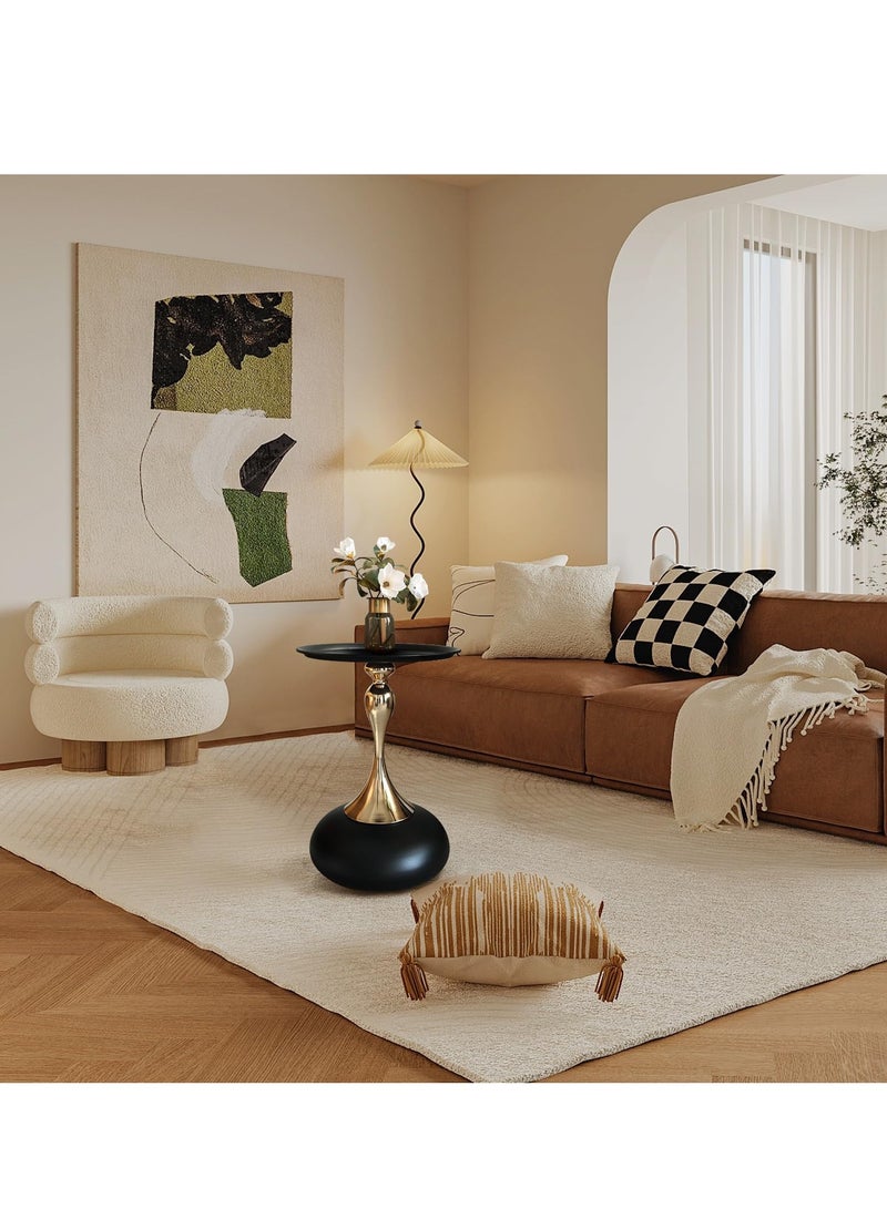 XiuWoo Small End Table Round Side Table, Black Modern Metal Pedestal Table, Minimalist Accent Table for Small Spaces, for Couch, Sofa, Recliner, black - Image 4