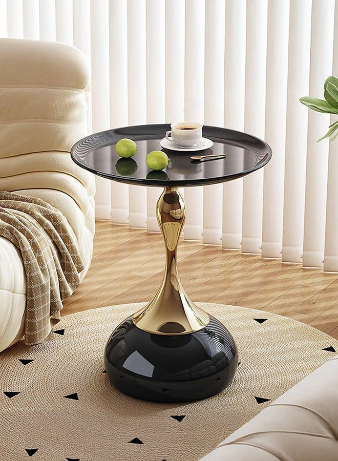 XiuWoo Small End Table Round Side Table, Black Modern Metal Pedestal Table, Minimalist Accent Table for Small Spaces, for Couch, Sofa, Recliner, black - Image 1