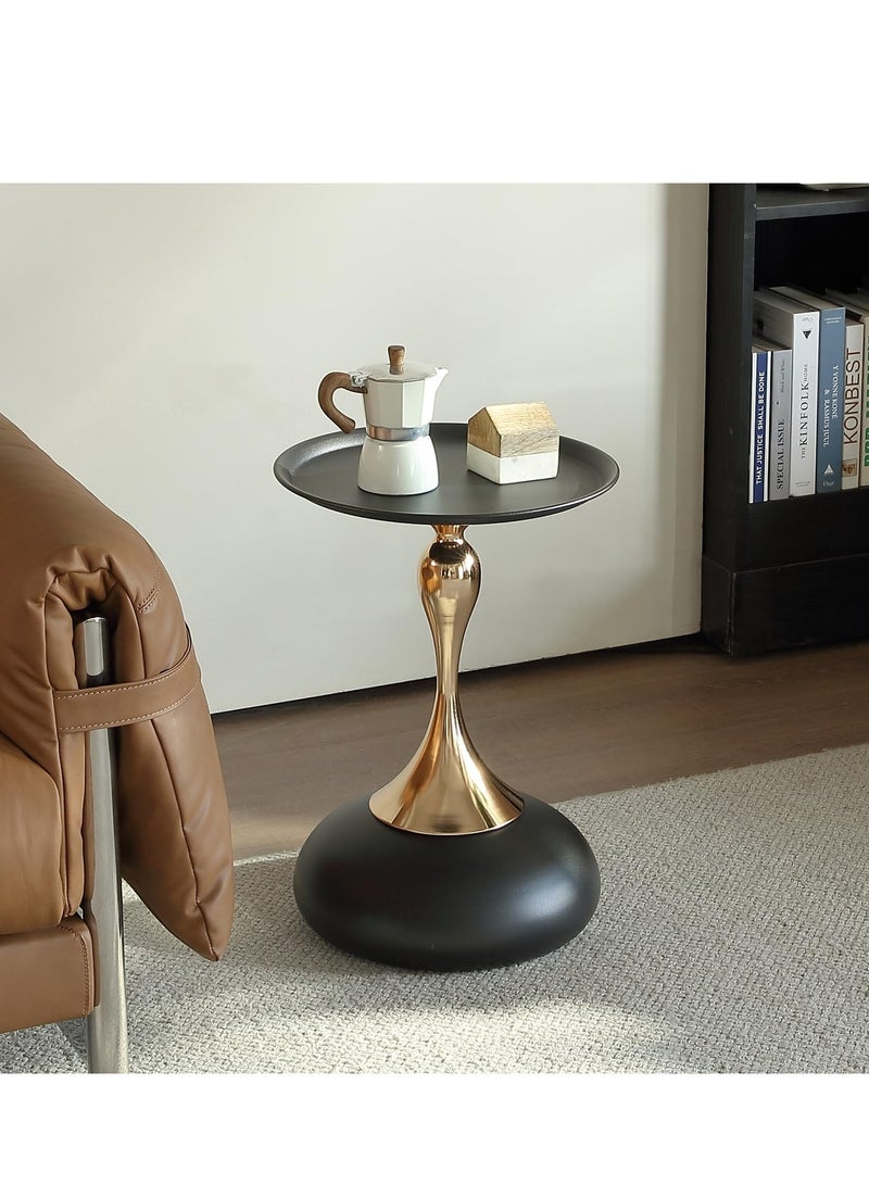 XiuWoo Small End Table Round Side Table, Black Modern Metal Pedestal Table, Minimalist Accent Table for Small Spaces, for Couch, Sofa, Recliner, black - Image 2