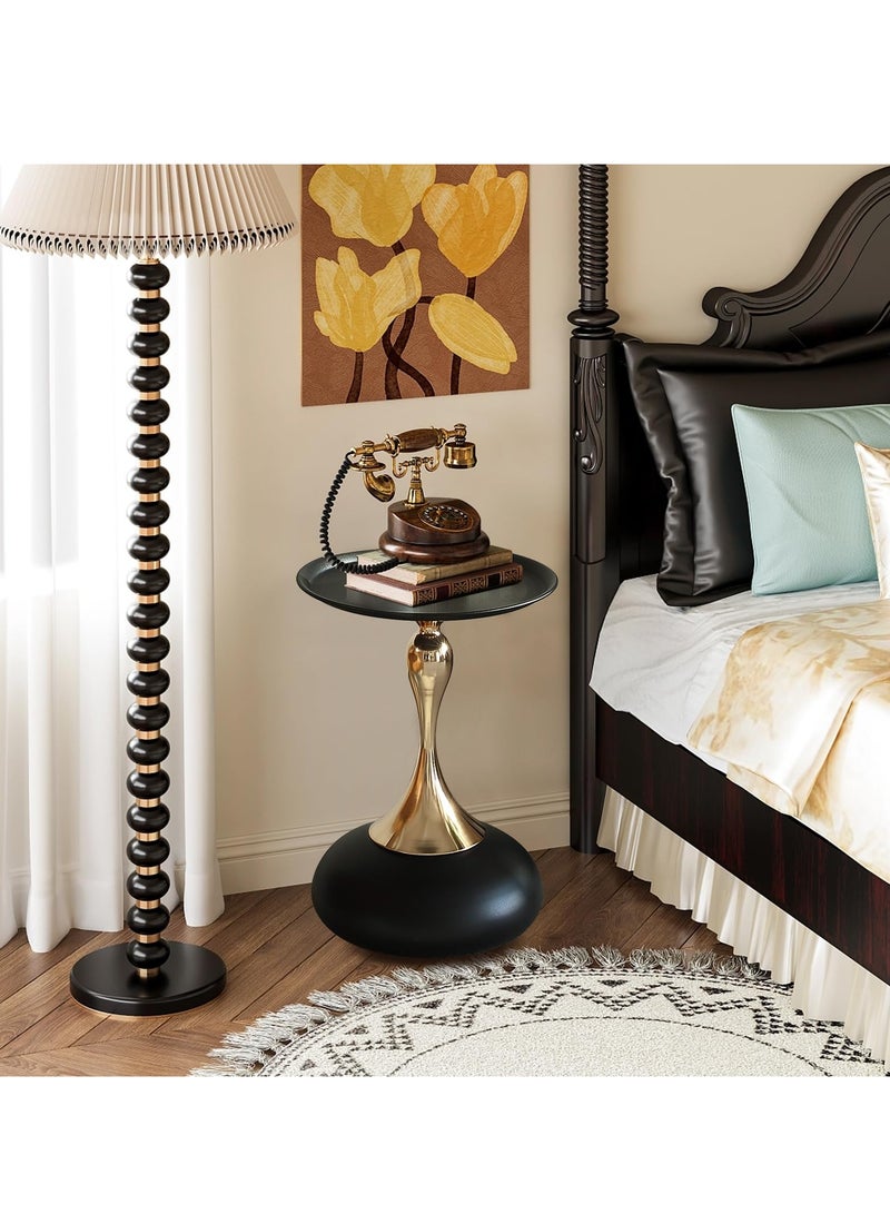 XiuWoo Small End Table Round Side Table, Black Modern Metal Pedestal Table, Minimalist Accent Table for Small Spaces, for Couch, Sofa, Recliner, black - Image 3