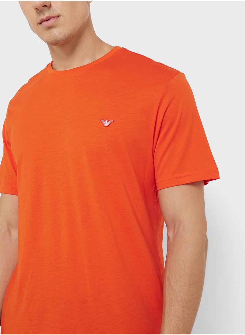 EMPORIO ARMANI Beachwear Logo Crew Neck T-Shirt  - Image 3