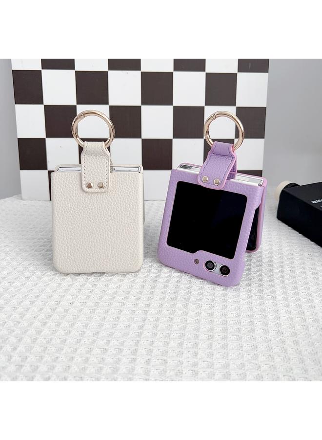 اس-توب جراب لهاتف Samsung Galaxy Z Flip5 5G مصنوع من جلد الليتشي المقاوم للصدمات - Image 2