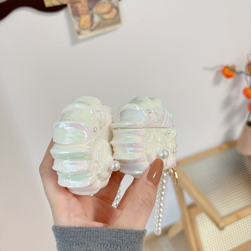 علبة حماية مانعة للسقوط لسماعات Conch مع خطاف فضي لسماعات Airpods 3 البلوتوث، لوازم يومية منزلية - Image 3