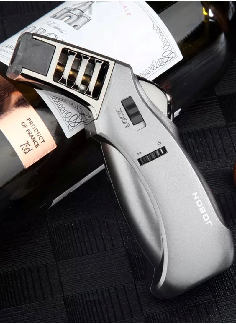 JOBON - Jet Flame Windproof Butane Gas Lighter/ Bakhoor Charcoal Lighter /Torch Lighter (Silver) - Image 1