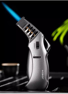 Jet Flame Windproof Butane Gas Lighter/ Bakhoor Charcoal Lighter /Torch Lighter (Silver)