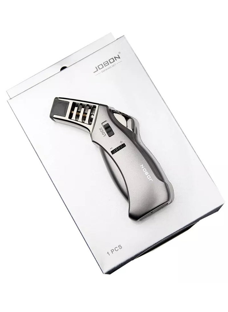 JOBON - Jet Flame Windproof Butane Gas Lighter/ Bakhoor Charcoal Lighter /Torch Lighter (Silver) - Image 1