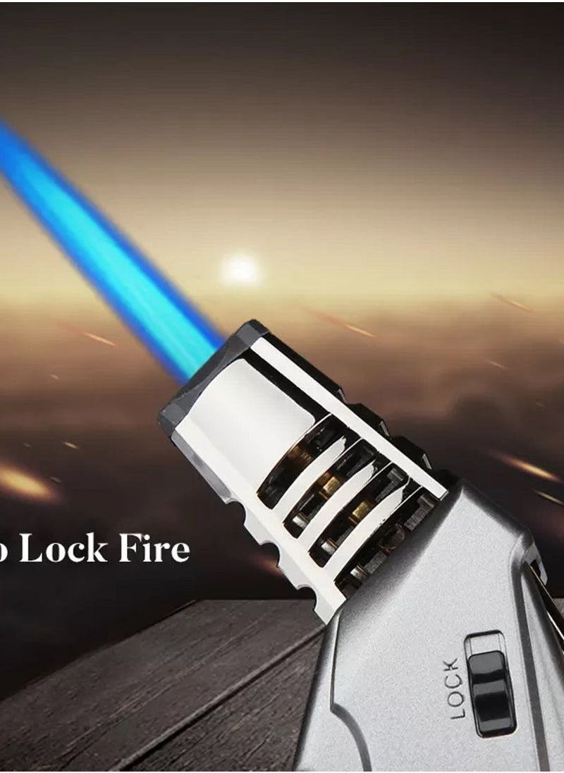 JOBON - Jet Flame Windproof Butane Gas Lighter/ Bakhoor Charcoal Lighter /Torch Lighter (Silver) - Image 1