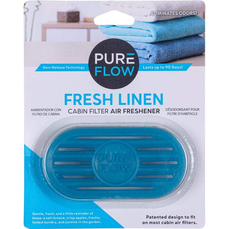 Pureflow Cabin Filter Air Freshener with Odor Eliminator â€“ Fits on Most Car, Truck, and SUV Cabin Air Filters - Fresh Linen (1 Pack) - Image 1